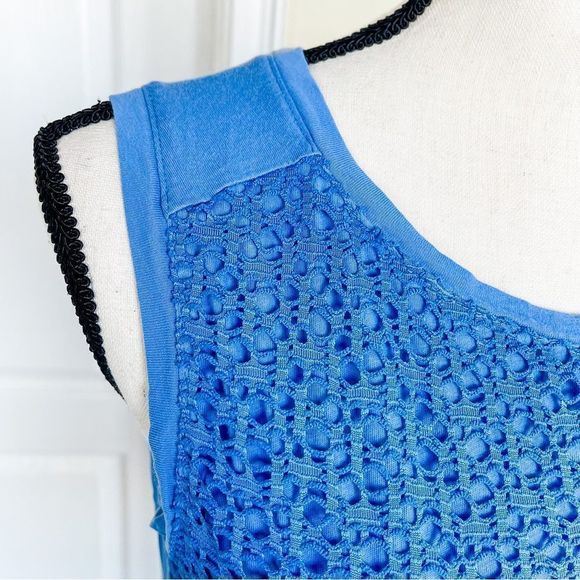 Loft XS Royal Blue Netted Layered Sleeveless Top - Picture 4 of 13